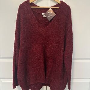 New! Red Tinsel Sweater - 2X
